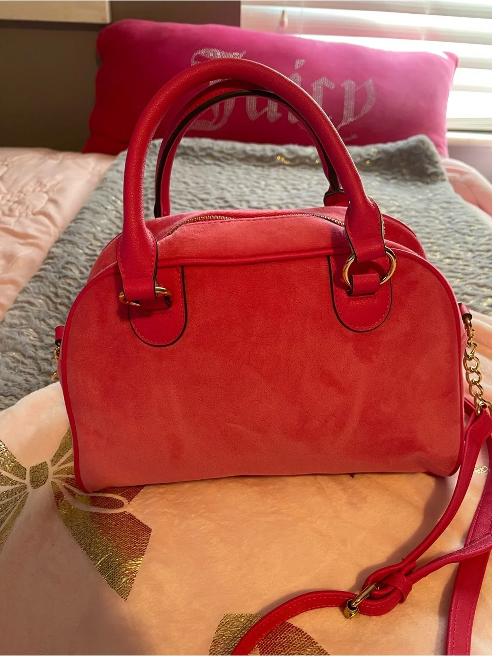 Juicy Couture hot pink heritage satchel